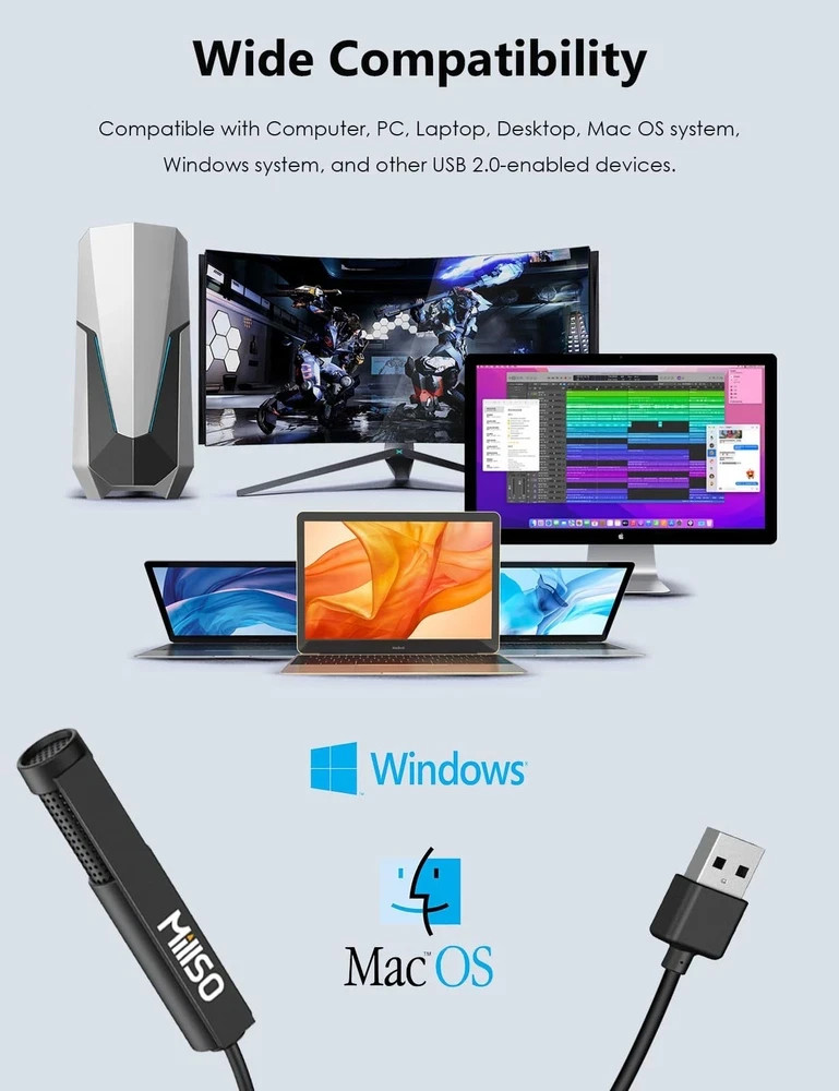 USB PC Microphone Plug & Play Omnidirectional External Lavalier Mini USB Micr...