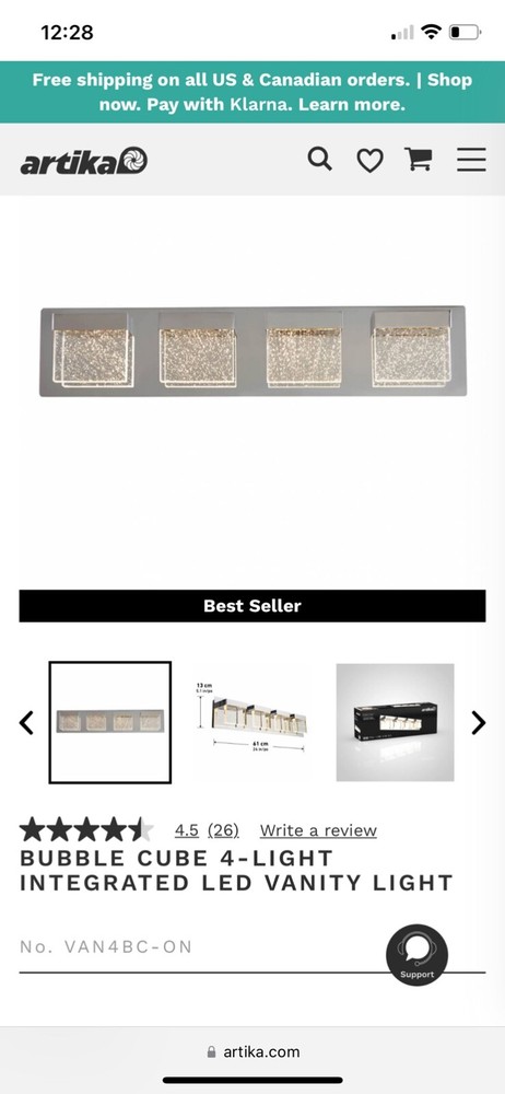 Artika Bubble Cube 4 23W LED Vanity Lighting - Chrome