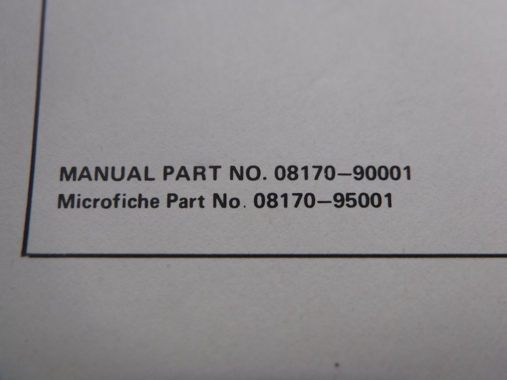 Hewlett Packard 8170A Logic Pattern Generator Manual 08170-90001