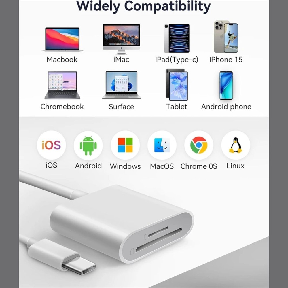 USB C SD Card Reader for Iphone 15 16/Ipad/Macbook/Mac,Type C Memory Trail Camer