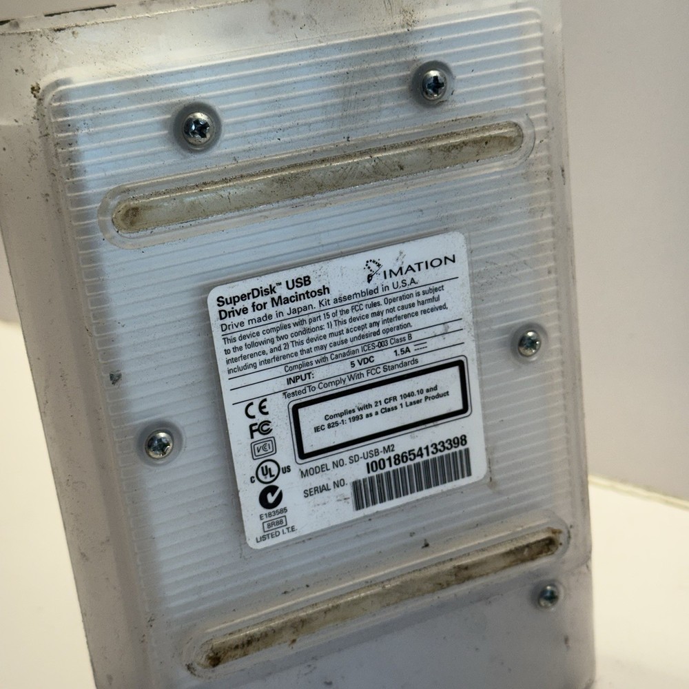 Imation Super Disk USB Drive for Macintosh Model SD-USB-M2 Floppy Disc No Cord