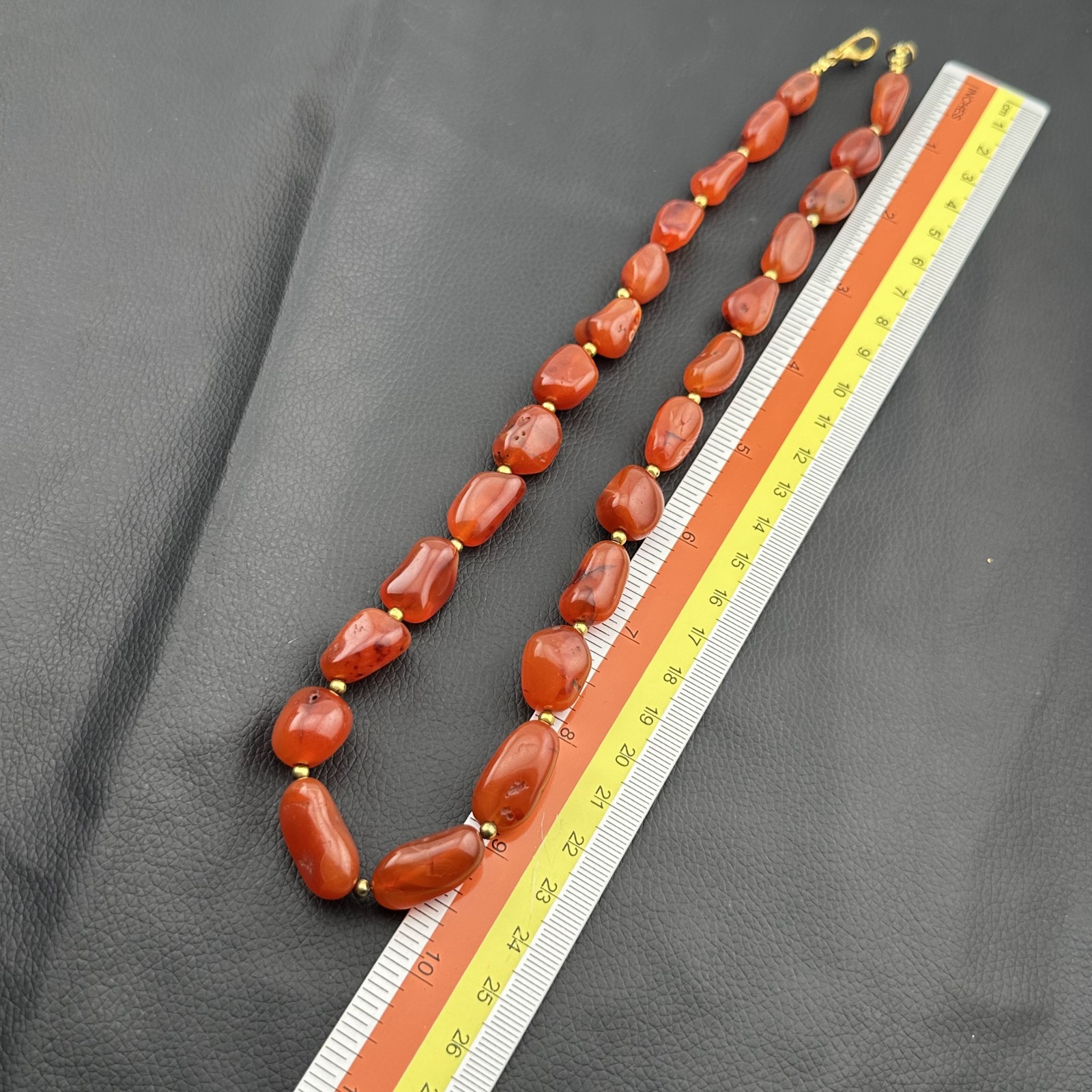 Vintage Himalayan Tibetan Carnelian Agate Tumbled Shape Necklace