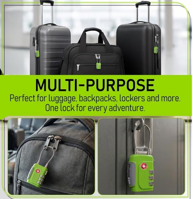 Resettable 3-Digit Combination TSA Approved Travel Padlocks