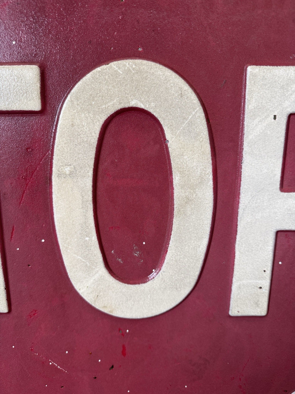 1950s Antique Metal Heavy Stop Sign 24” Raised Letters