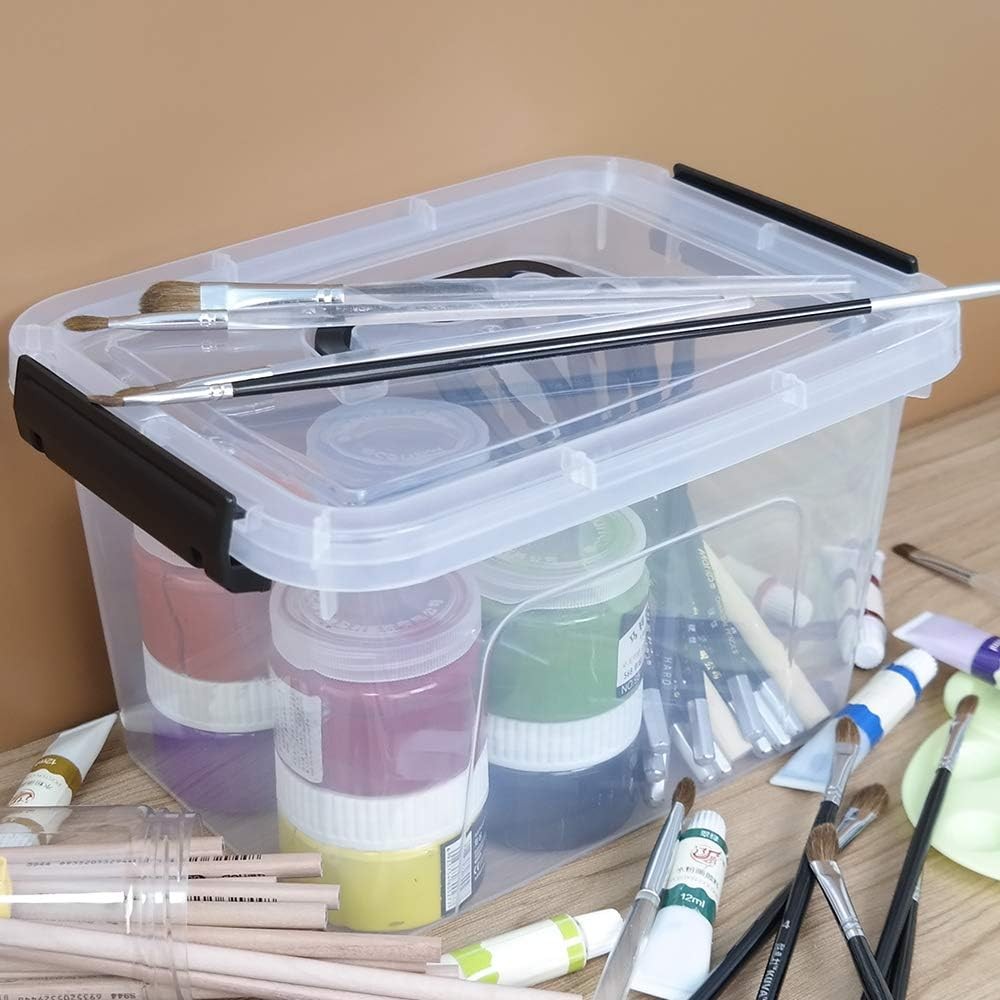 6 Quart Versatile Storage Bins W/ Handle & Secure Latching Buckles 6 Packs