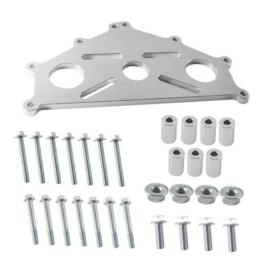 Engine Safe Stand Adapter Plate Compatible with Chevy Small/Big Block LS Silver
