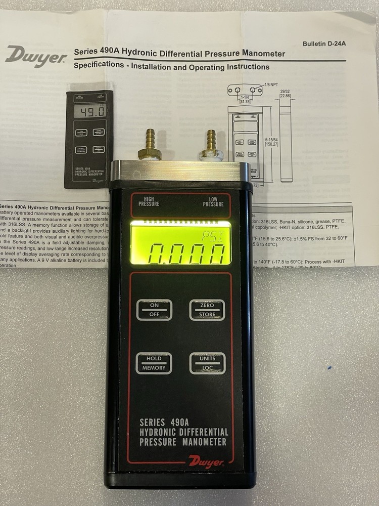 DWYER 490A-2 HYDRONIC DIFFERENTIAL PRESSURE MANOMETER