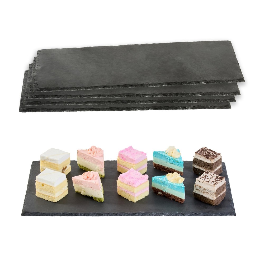 Restaurantware Rectangle Slate Platter 4 Count 11.8 x 5.9 Inch Scratch-Resistant