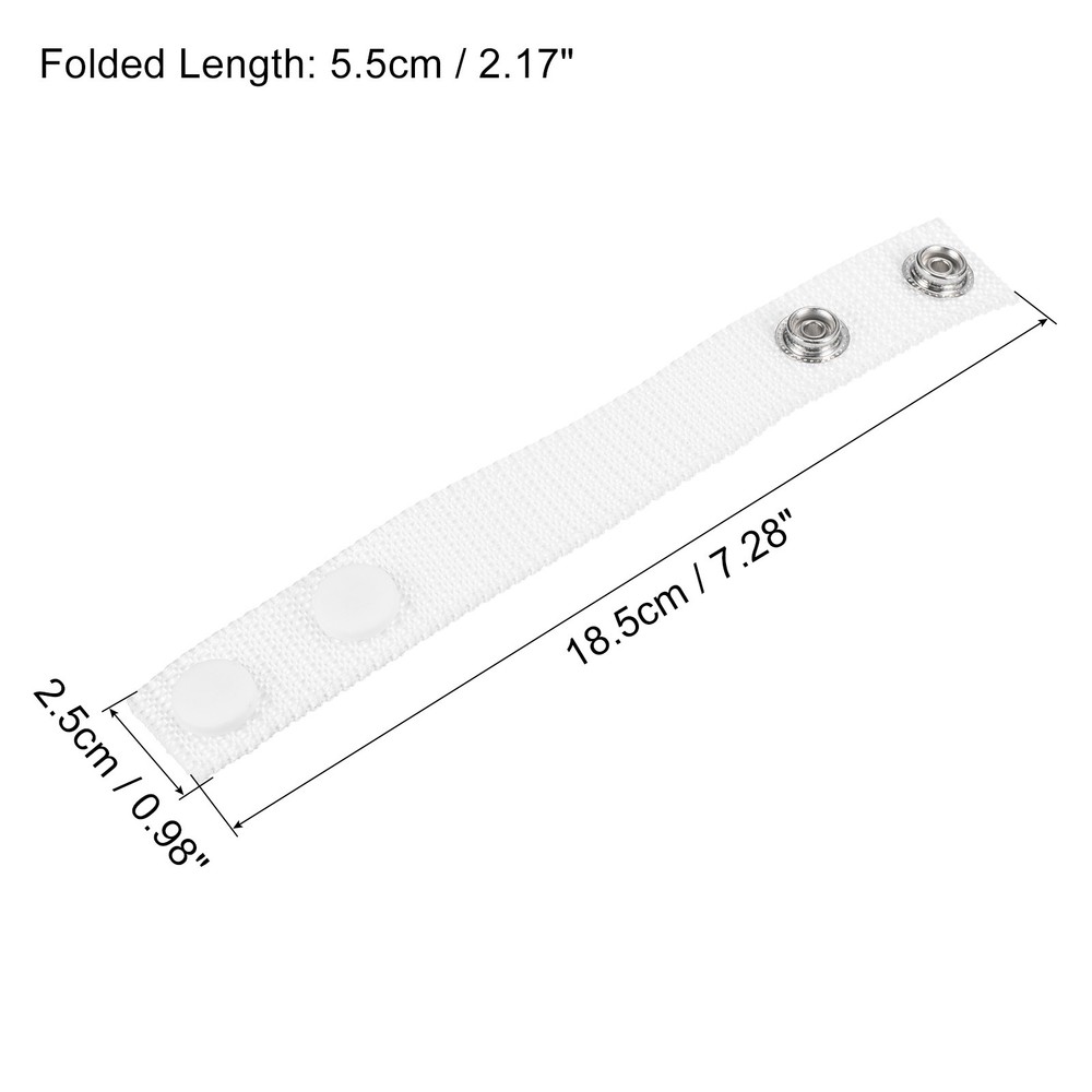 Belt Keeper 4Pcs Nylon Webbing Loop Holder with Double Snaps White