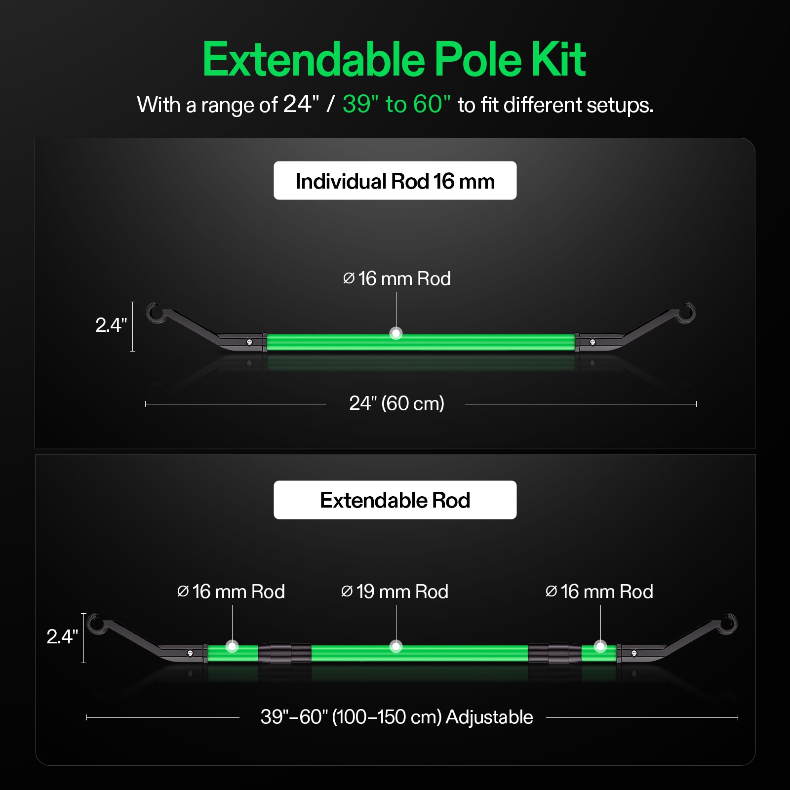 VIVOSUN Grow Tent Mounting Bars Support Pole Kit for 3.3x3.3-5x5ft