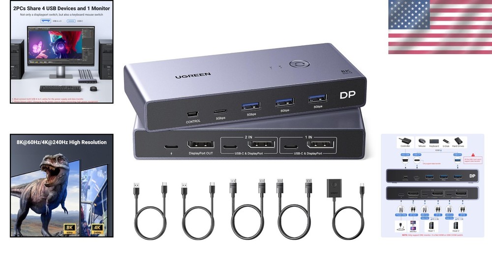 8K Displayport KVM Switch 2 Computers
