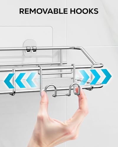 Shower Caddy Shelf Storage Rack Adhesive Without Drilling 2 Pack A-Silver