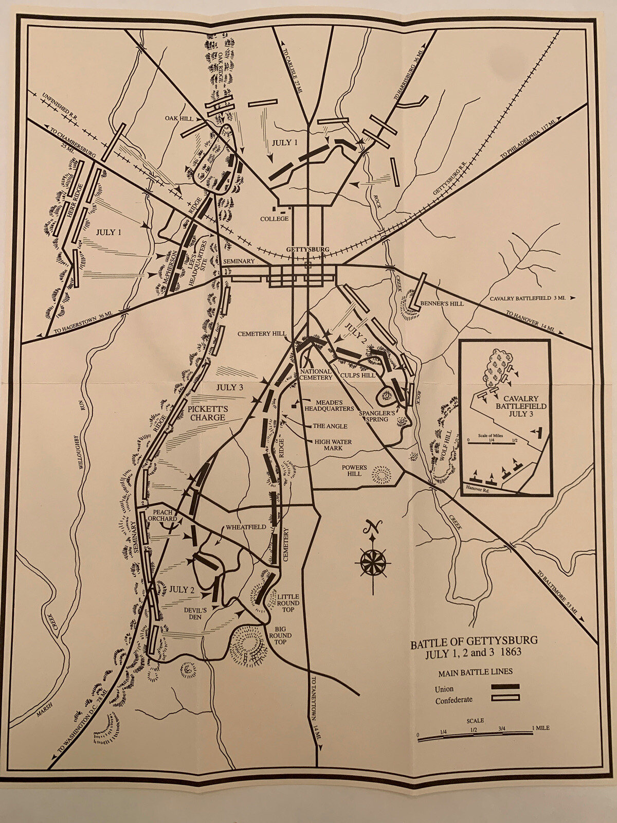 Battle Of Gettysburg Map - non parchment