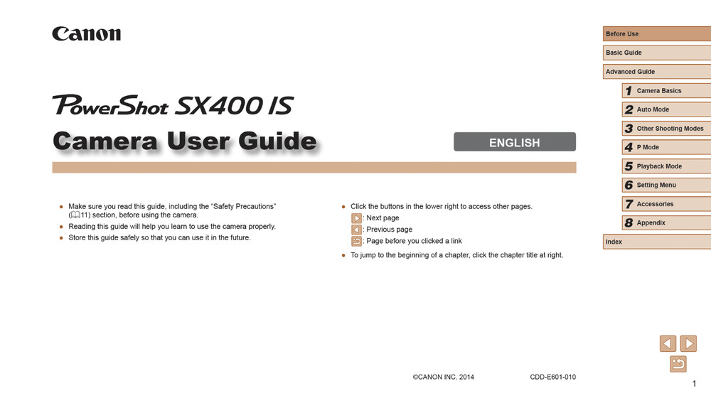 Canon POWERSHOT SX400 IS Digital Camera User Instruction Manual