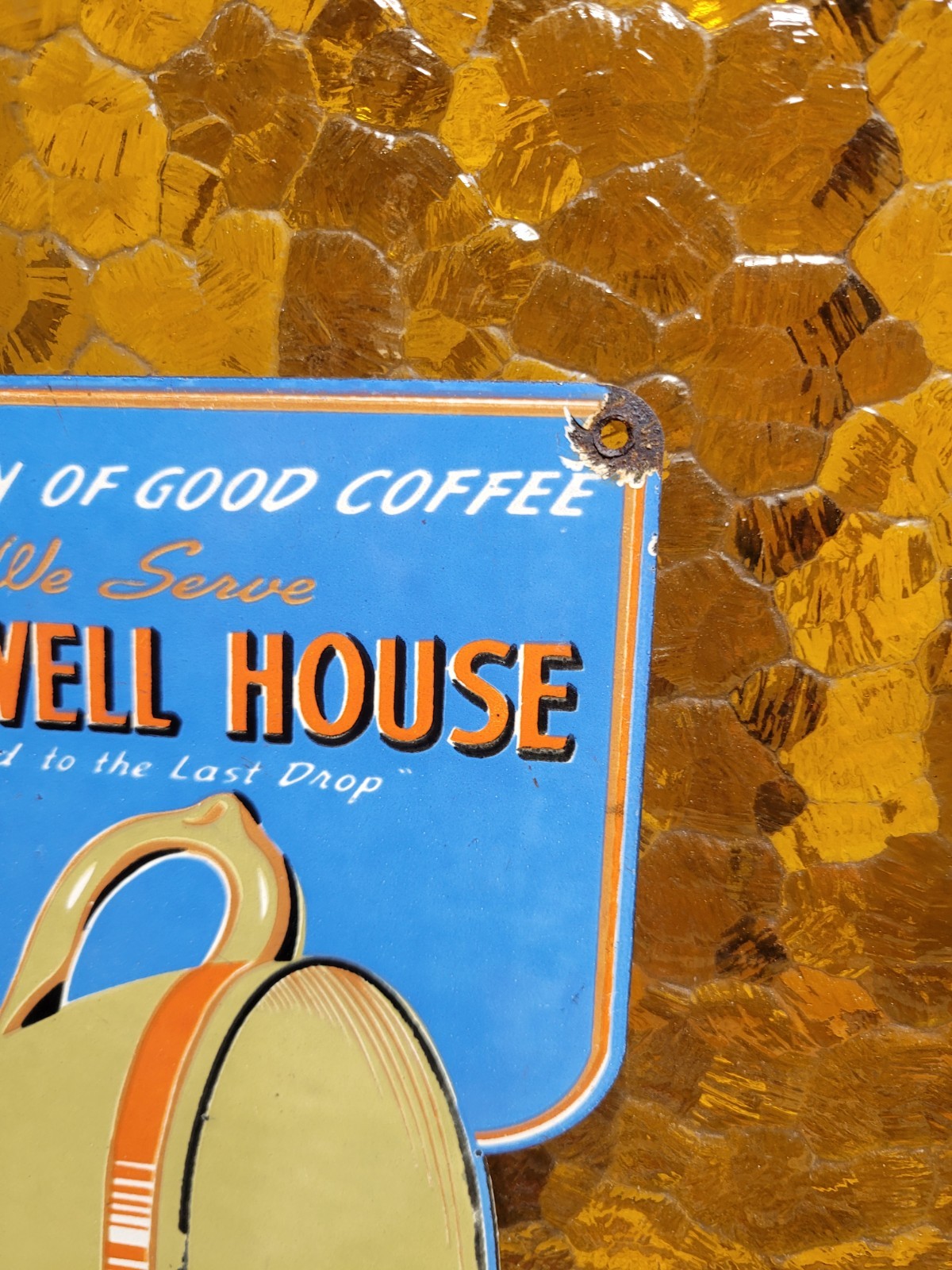 VINTAGE MAXWELL HOUSE PORCELAIN SIGN OLD HOT COFFEE TEA CAFE RESTAURANT BEVERAGE