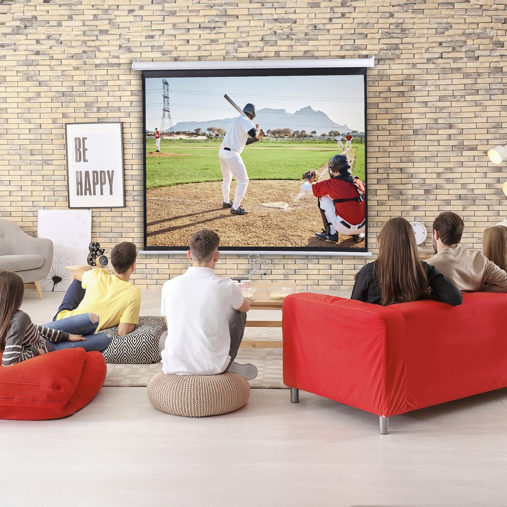 72 Inch Manual Pull Down Projector Screen 4:3 HD Retractable Widescreen Matte