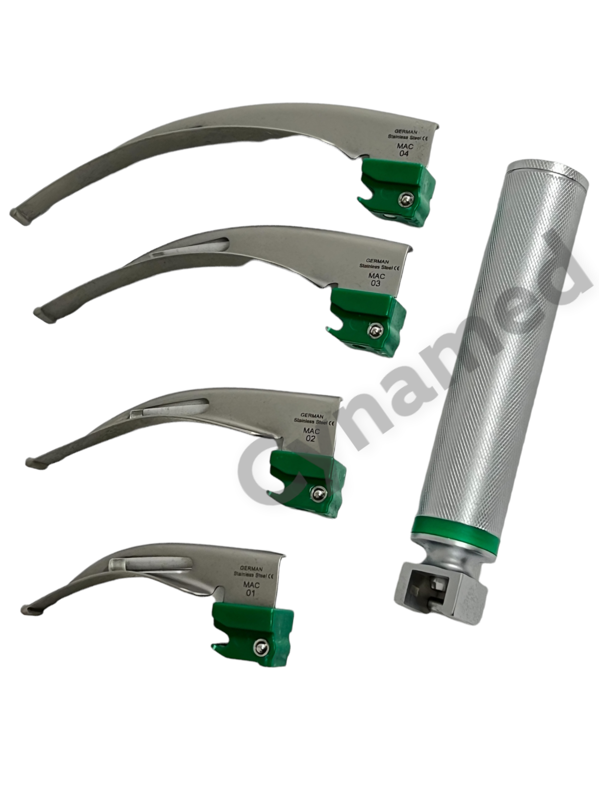 New Fiber Optic Mac Laryngoscope Set (LED Light) White Set of 5