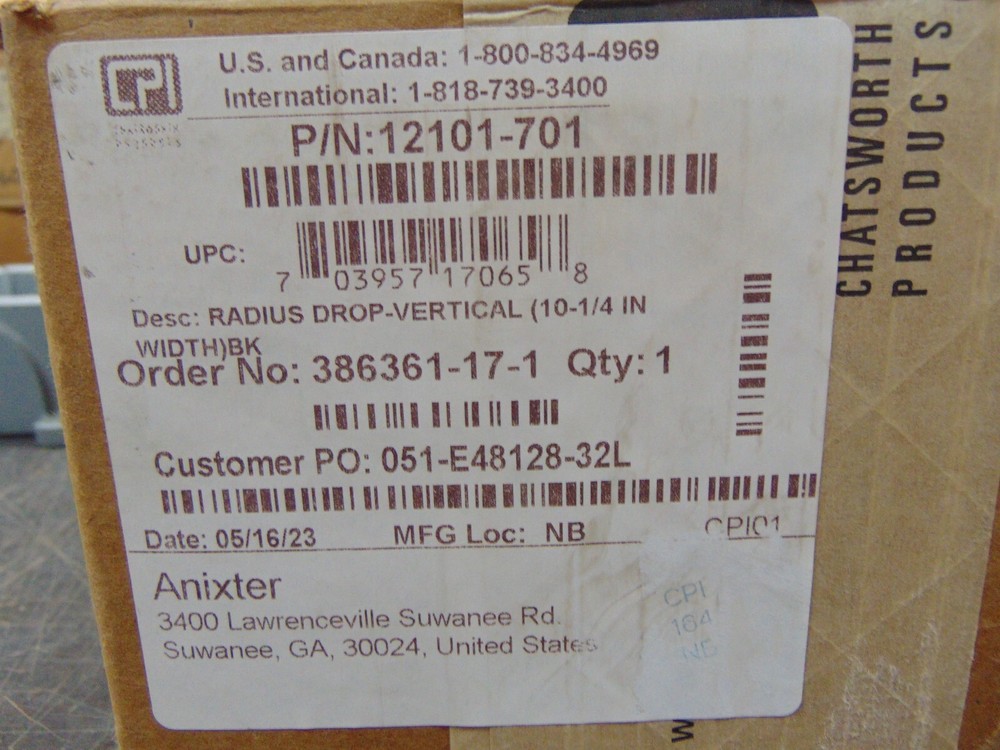 Anixter 12101-701 Radius Drop Vertical BK