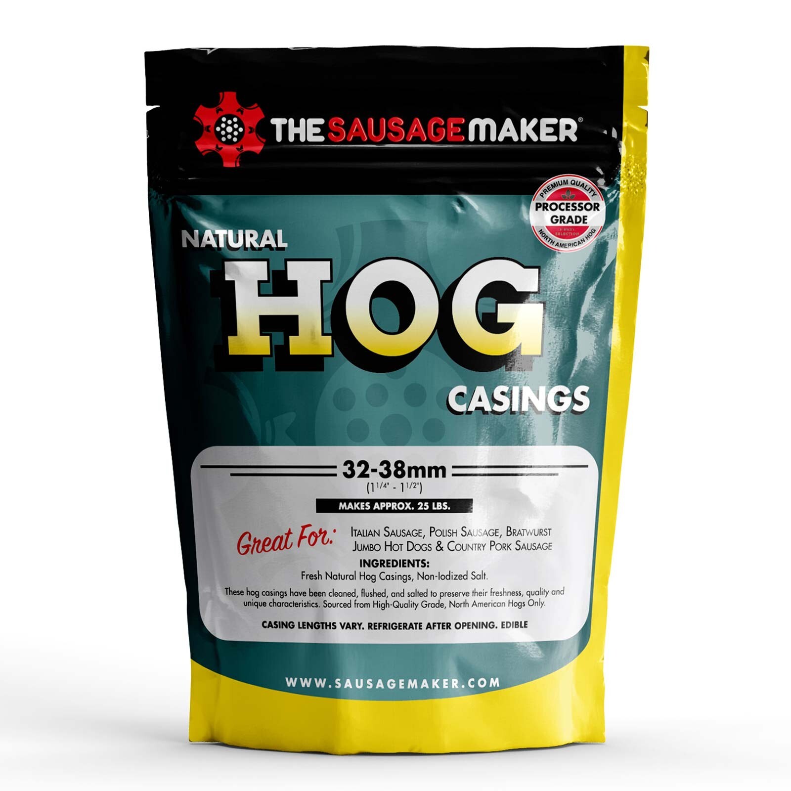 The Sausage Maker Natural Hog Sausage Casings 32-38 MM Stuffs 25Lb Meat One Pack