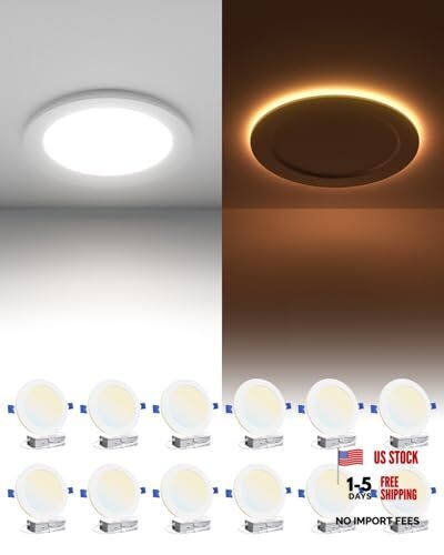Pack LED Recessed Ceiling Light with Night Light, Dimmable, 2700K 6 Inch 12
