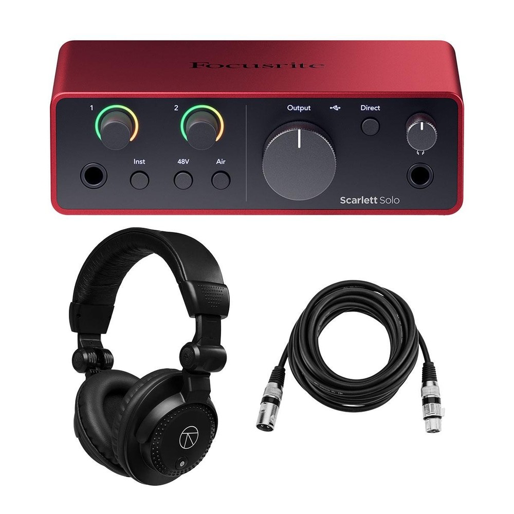 Focusrite Scarlett Solo 4th Gen USB Audio Interface with Software Suite, Bundle
