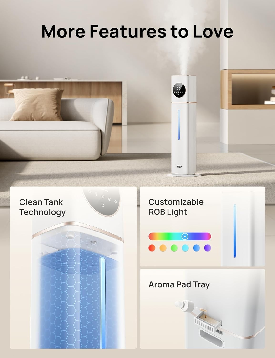 DREO HM735S 11L Smart Humidifier Large Room 700 ft², 100H Cool Mist Air Humidifi