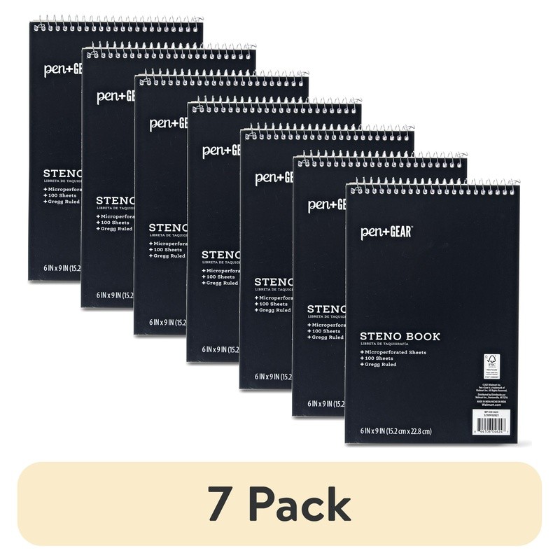 Steno Pad Top Spiral Binding 100 Sheets Gregg Rule Notepad Note Taking 7 Pack