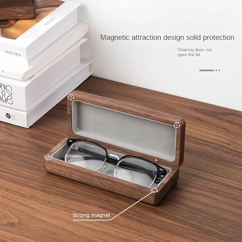 Handcrafted Solid Wood glasses case hard shell - Magnetic Closure, Black Walnut