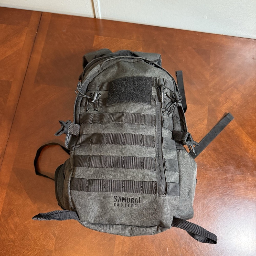 Samurai Tactical Black Backpack MOLLE System Military Style Utility Pack