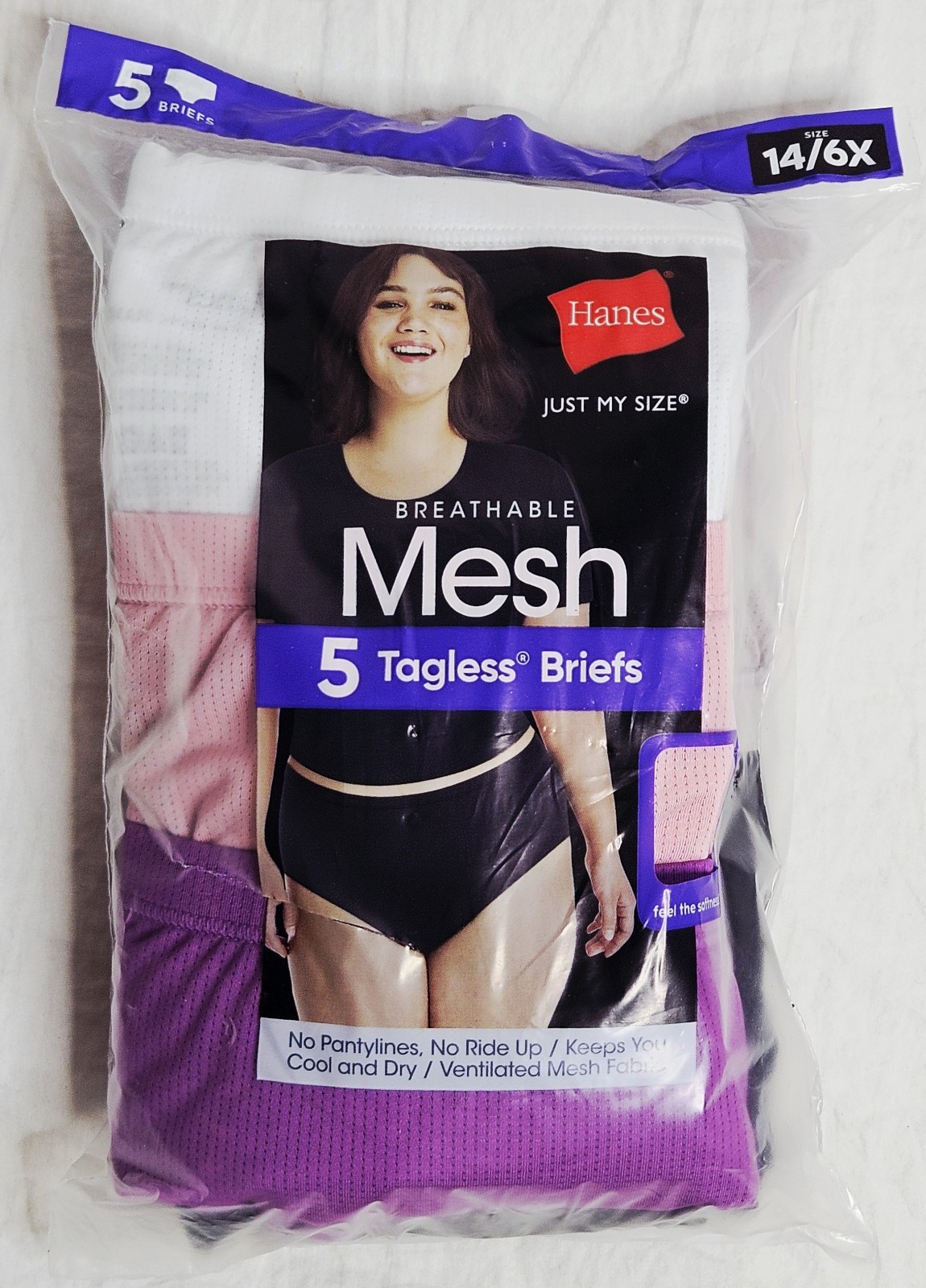 Hanes Plus Just My Size Breathable Mesh Tagless Briefs 5 Pack 1X 3X 4X 5X or 6X