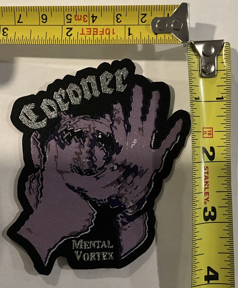 Coroner - Mental Vortex 3" x 4" Shaped Woven Patch [Tharsh Metal]