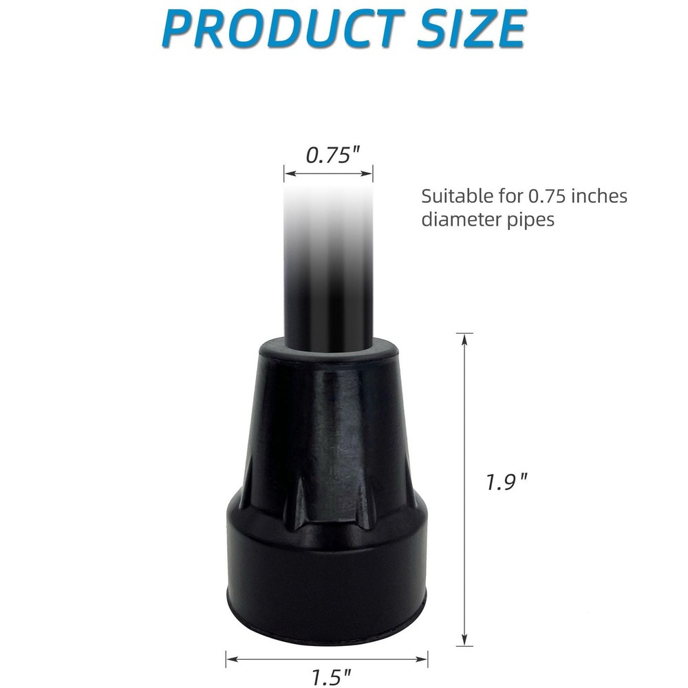 Replacement Cane Tips, 3/4 Inch, Black.