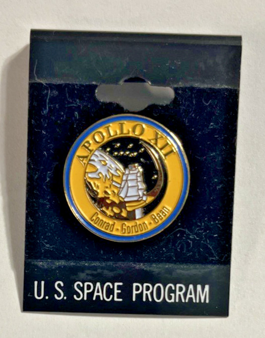 U.S. Space Program Apollo XII Pin - Conrad, Gordon, Bean - NASA 1” diameter