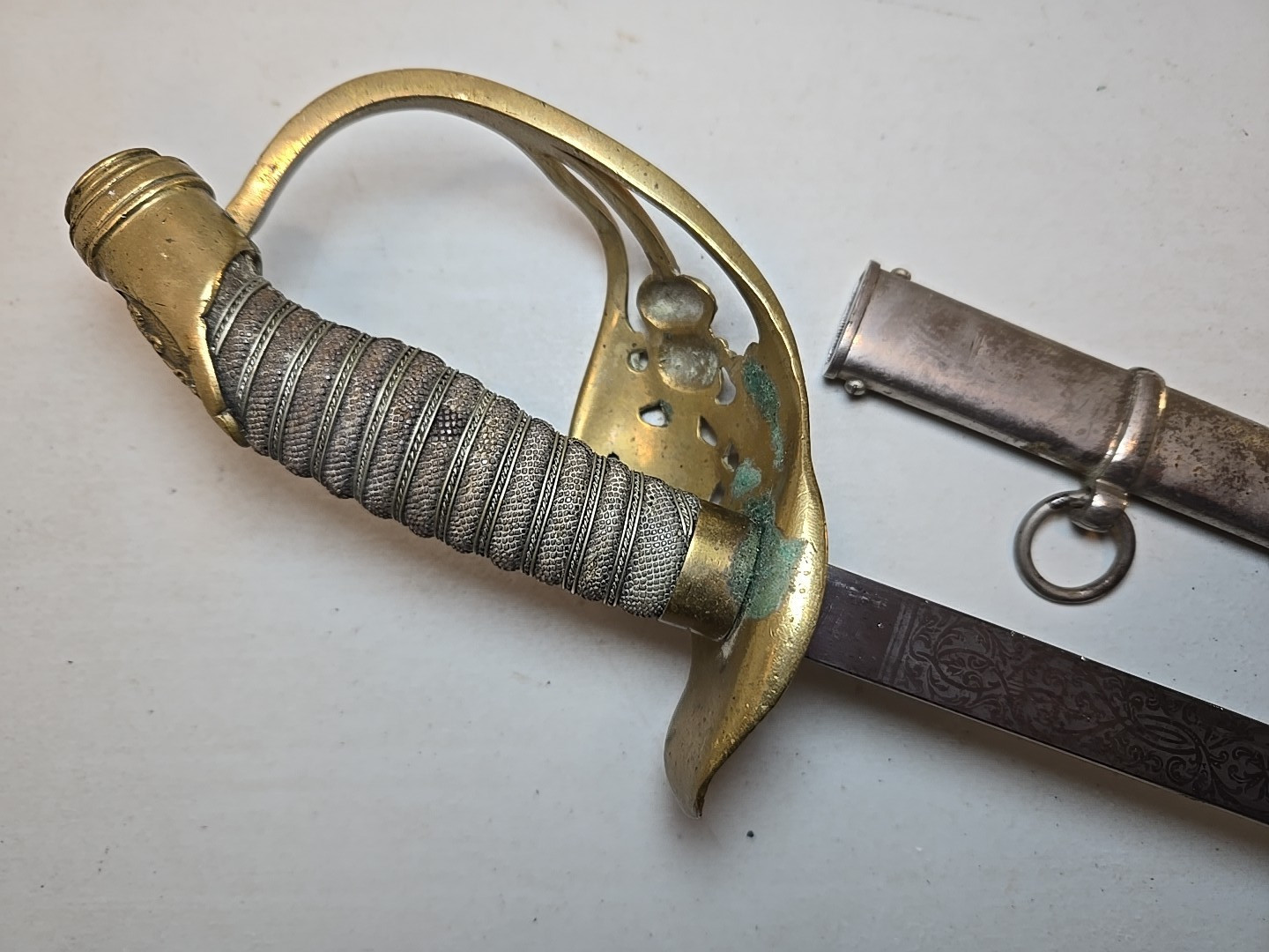 WWI M1889 German Wurttemberg Kinder Sabel Sword w/Scabbard - Etched - Kirschbaum