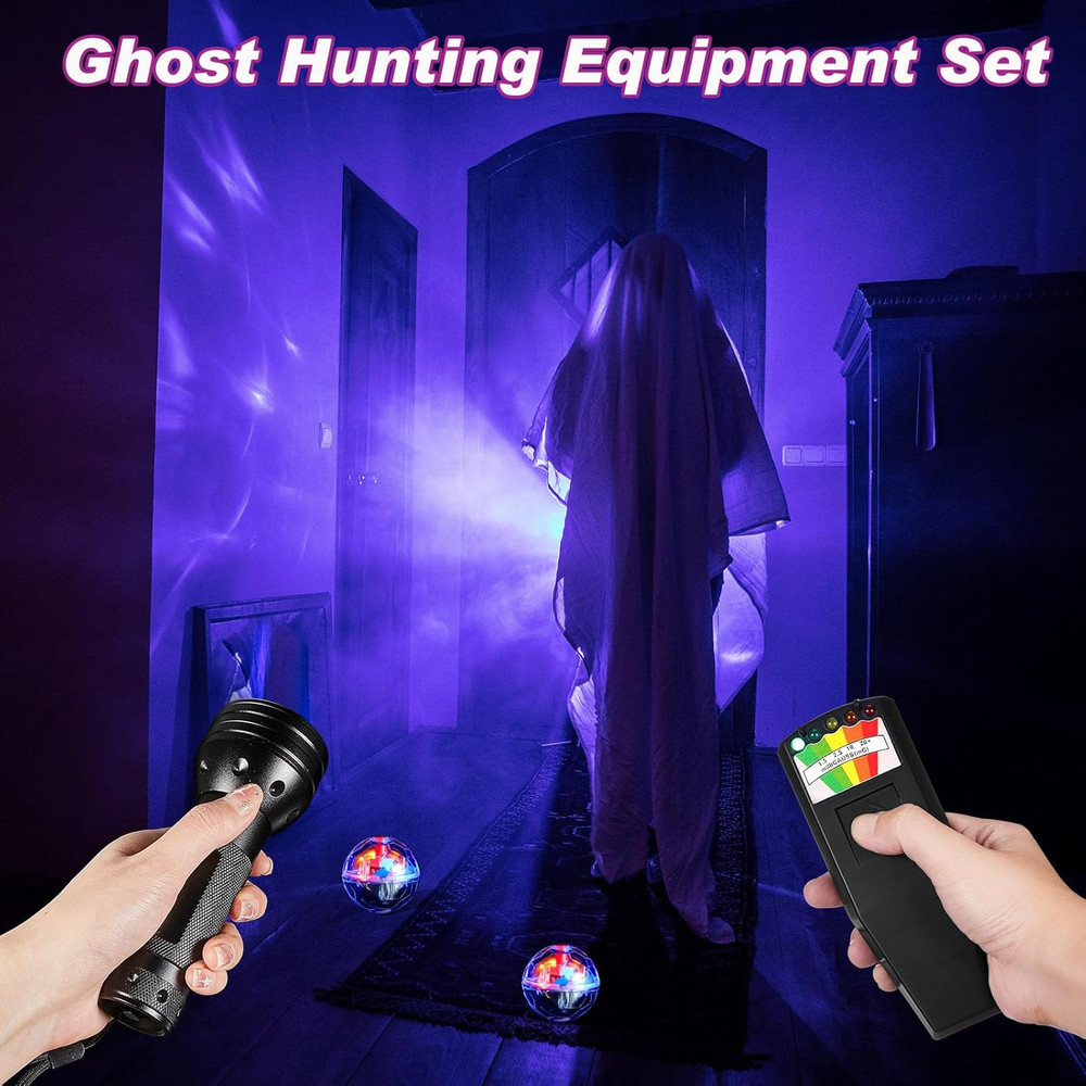 6 Pcs Ghost Hunting Equipment Kit Include 1 Emf Meter 1 UV Flashlight and 4 LED