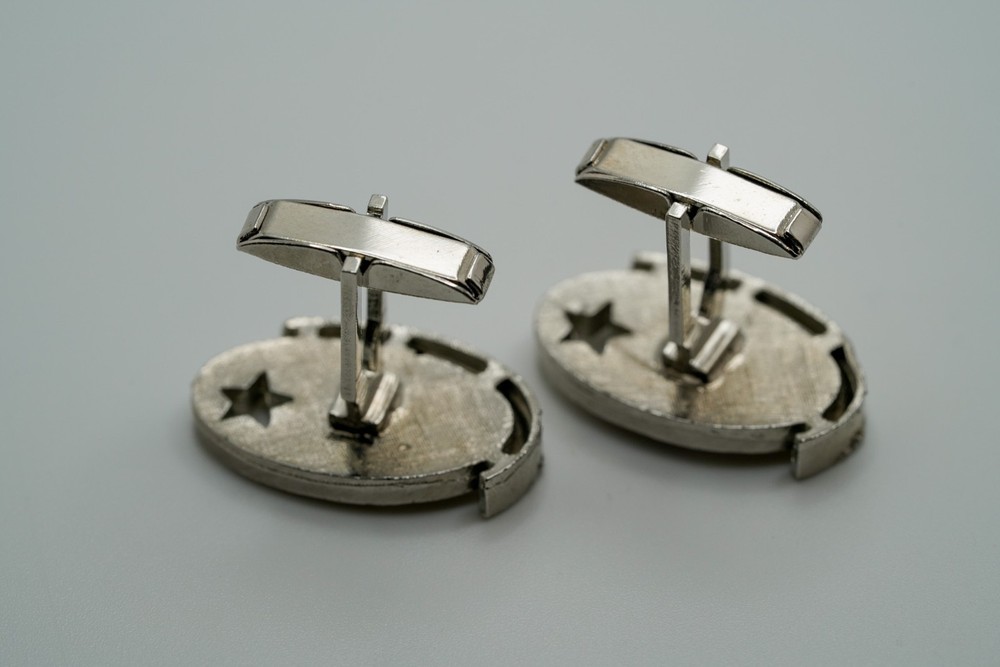 Vintage Star Flower Silver Cufflinks C1