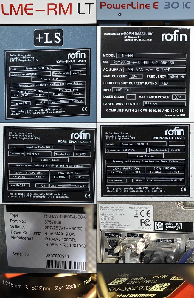 Rofin LME-RMLT Power Line E 30 SHG IC Marking Laser AS-IS Has A Cooling Problem