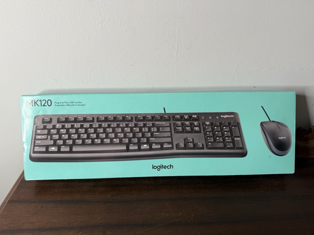 NEW Logitech Desktop MK120 USB Wired Mouse & Keyboard Combo Comfortable PC & Mac