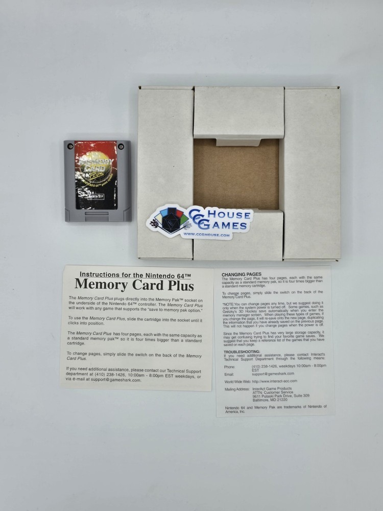 Nintendo 64 Memory Card Plus - InterAct Accessories 1996 *CCGHouse* VD