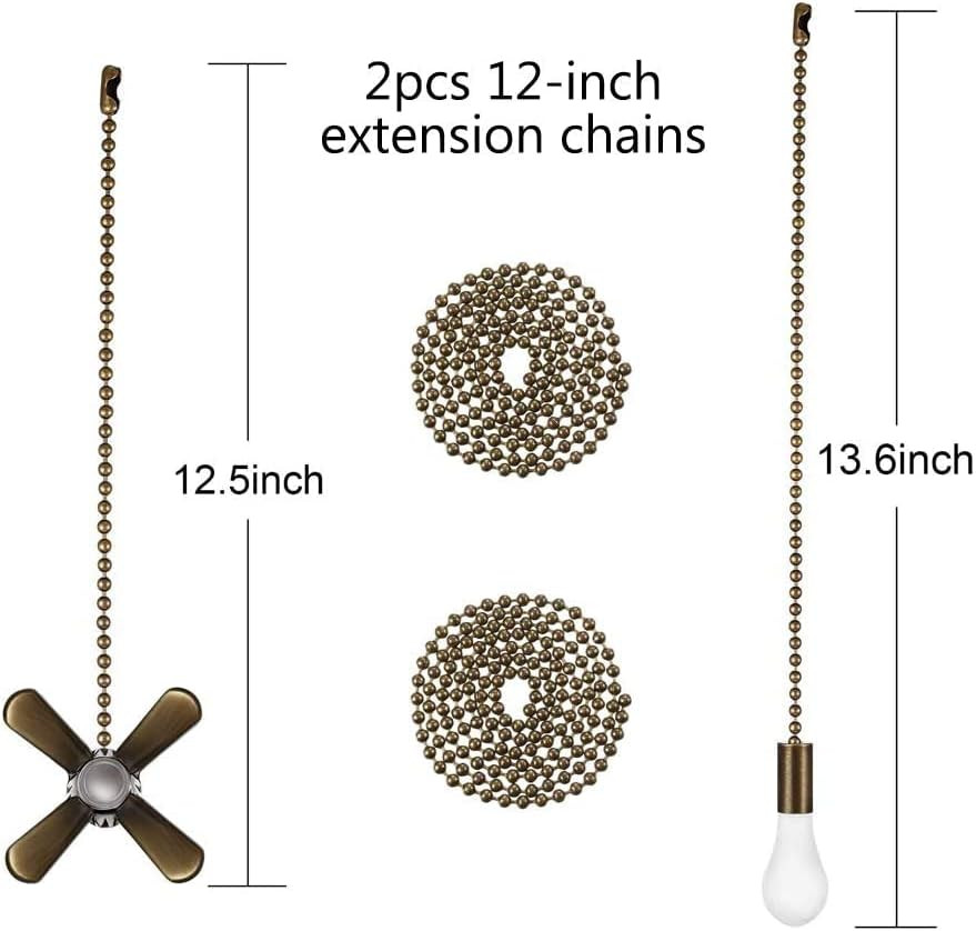 Ultra Long Ceiling Fan Pull Chain Extender, Embedded with Decorative Frosted Gla