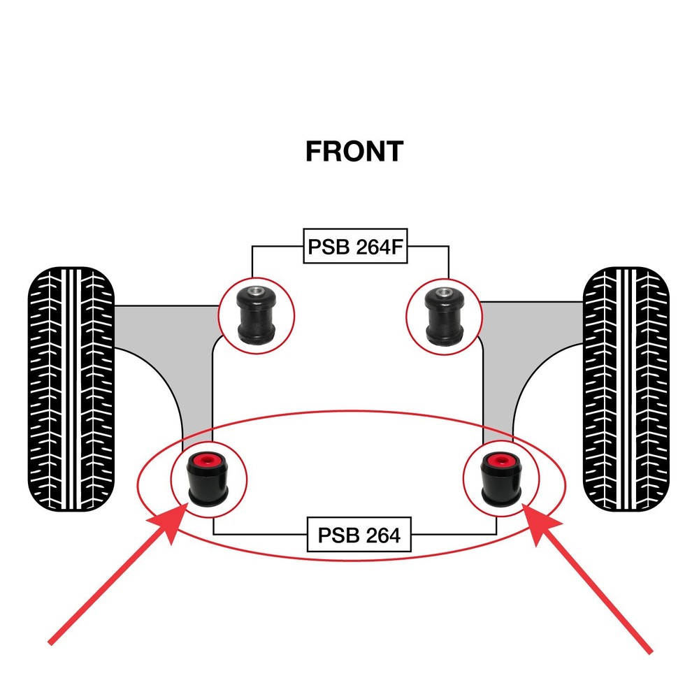 2x Ford Focus (12-18) Front Lower Arm - Rear Polyurethane Bushing Kit