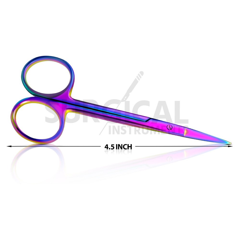 Rainbow Iris Scissors 4.5" Straight Surgical Dental Instruments German Grade