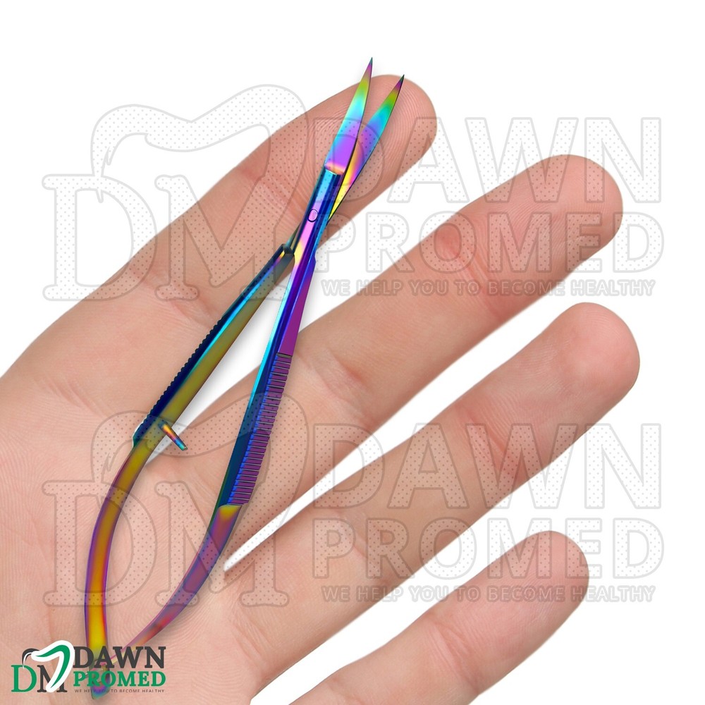 Multi Titanium Rainbow Castroviejo Scissors 4.5" Curved Ophthalmic Instruments