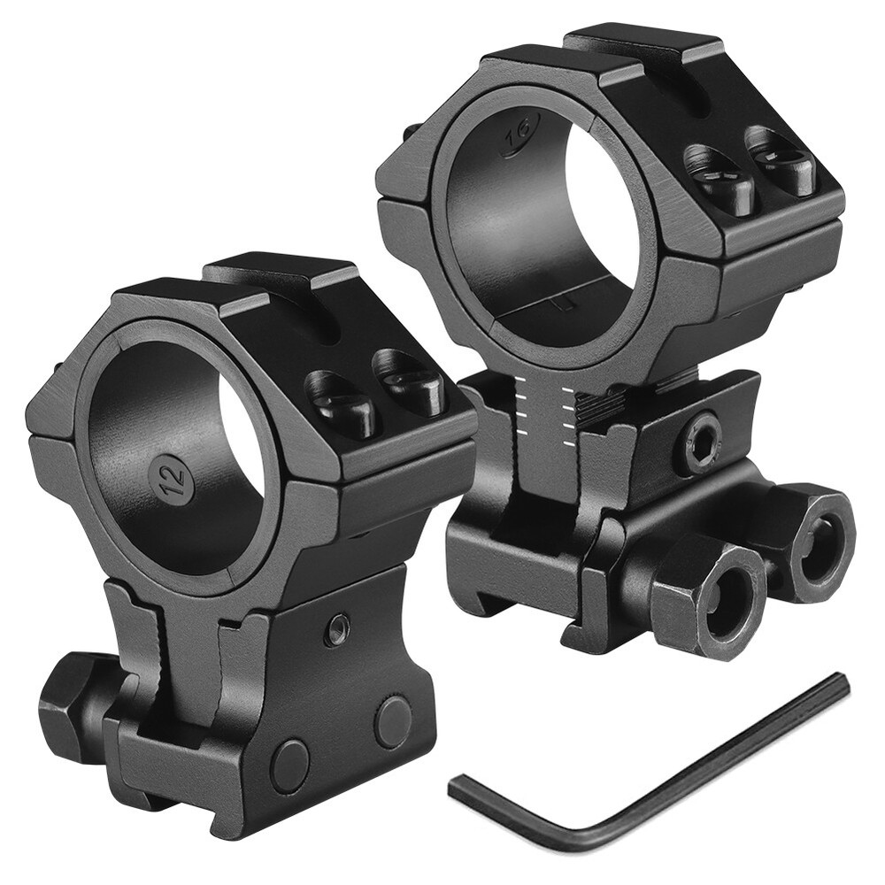 2Pcs 1"/30mm Adjustable Height Scope Ring Mount for 11mm Rail Dovetail Riser