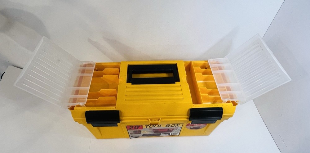Vintage 20" Yellow Keter Toolbox Tool Box Storage on Lid with removeable Tray