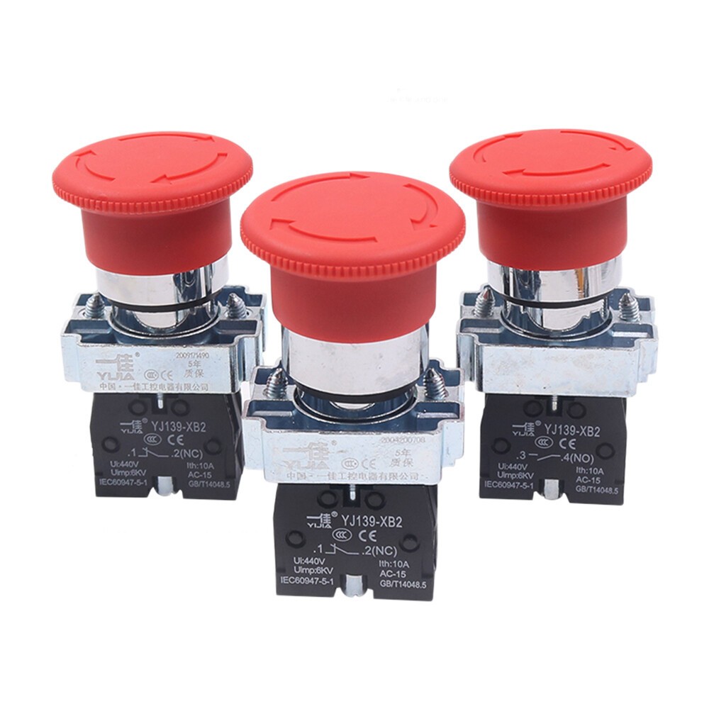 22mm E-STOP Switch Emergency Stop Push Button Switch Red Mushroom Head NO NC XB2