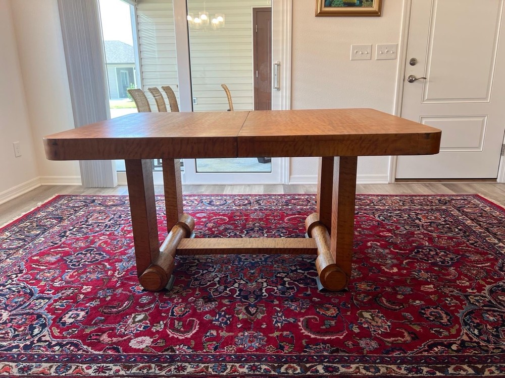 Art Deco Dining Table,  Flamed Oak, High Quality