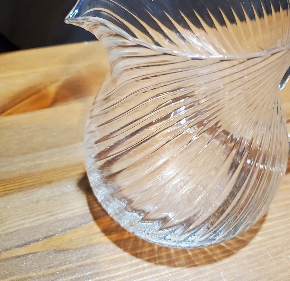 Blown Glass Pitcher Swirl Pattern, 6"