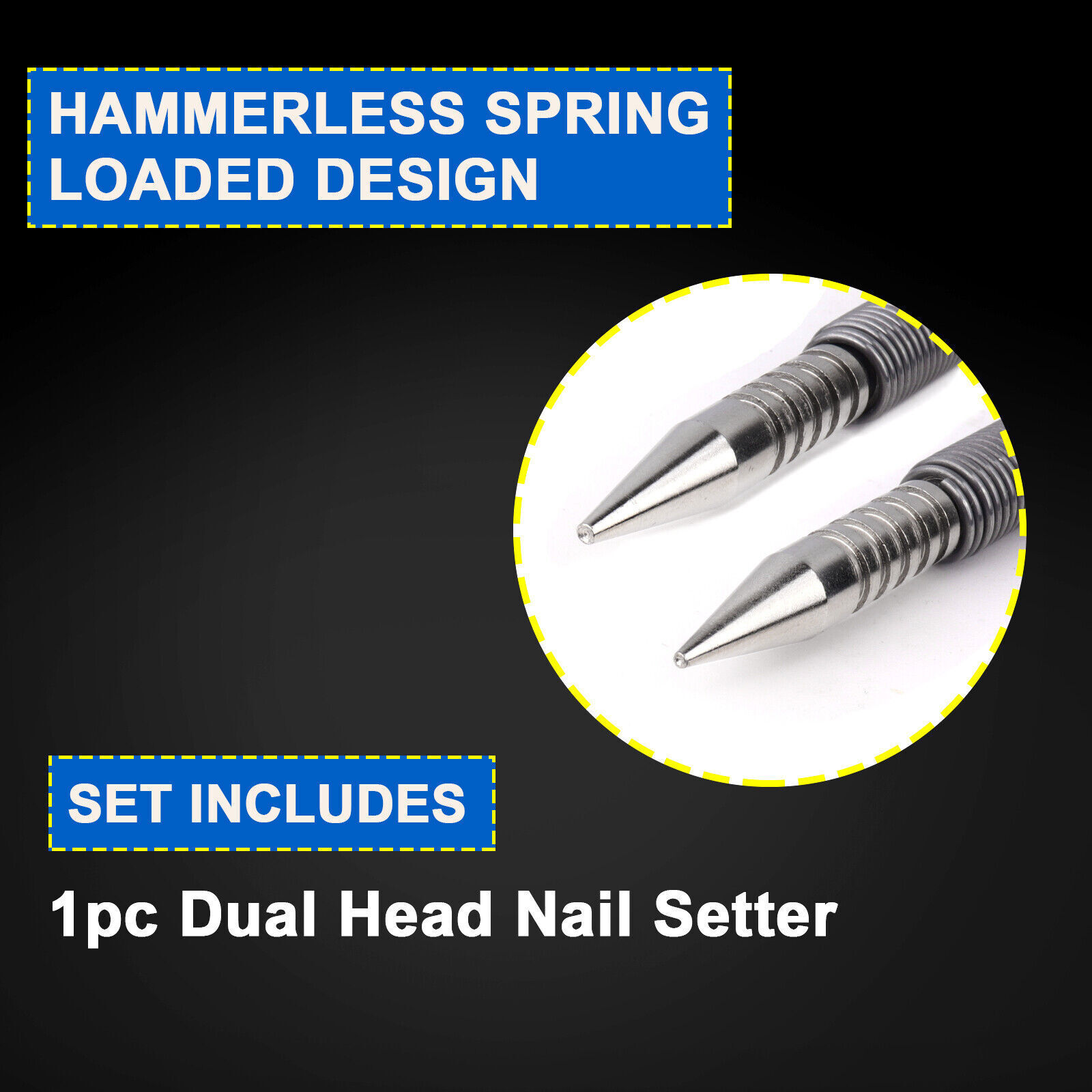 Spring Loaded Nail Set,4pcs Dual Head Nail Setter, Door Hinge Pin Punch Remover