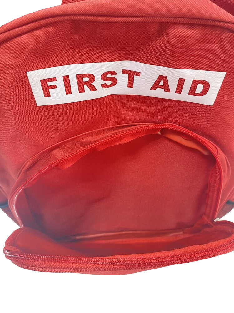 Medical First Responder Red First Aid Backpack, Emergency Prep, 2 Pockets